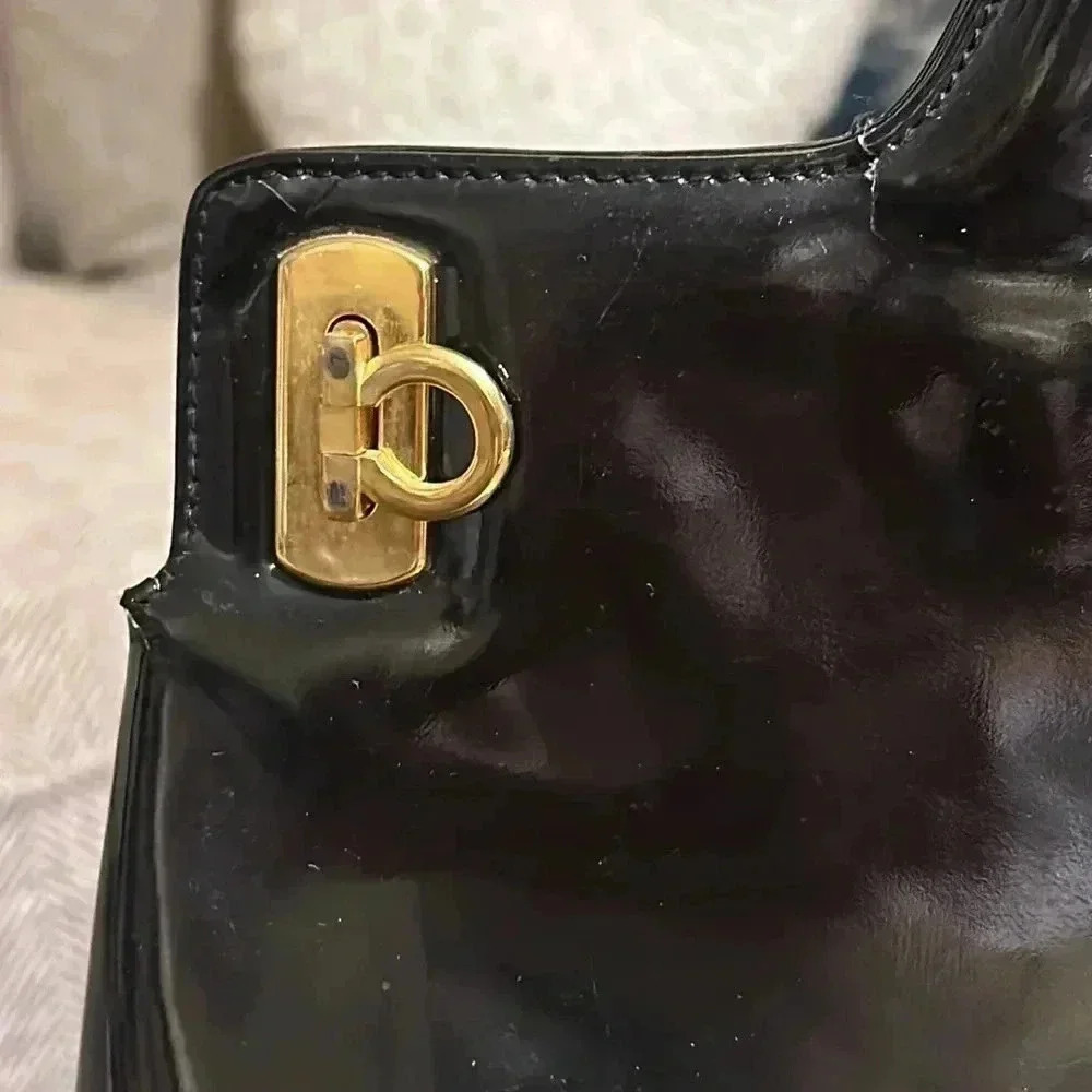 $3K Salvatore Ferragamo Wanda Top Handle Luxury Blk Leather Designer Handbag - Picture 6 of 16